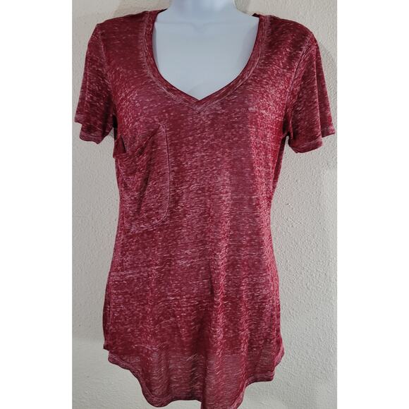 White Crow Buckle Burgundy Burnout Shirt XS V Neck Lightweight Front Pocket Soft - Picture 1 of 5